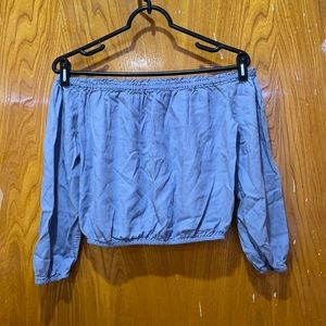 Blue off the shoulder shirt